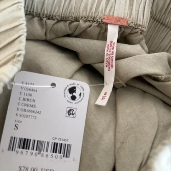 Free People Preppy Poplin Pull On Pants / Birch NWT (S) - Picture 8 of 8